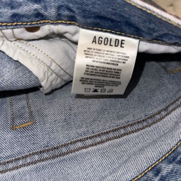 Agolde Light Blue Frayed Jean Shorts 28 - Picture 3 of 9